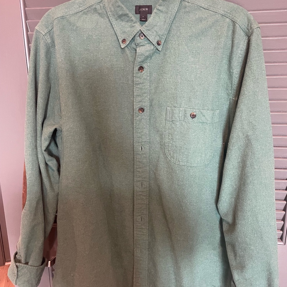 J. Crew Men's Casual Green Button Down Shirt